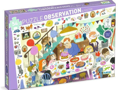 Djeco DJ7566 - Birthday Party 54pc Observation Puzzle