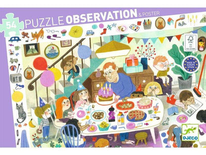 Djeco DJ7566 - Birthday Party 54pc Observation Puzzle