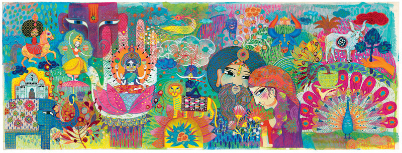 Magic India 1000pc Gallery Puzzle with Poster by Djeco