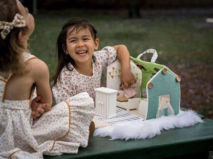 Doll House with Wooden Furniture and Doll