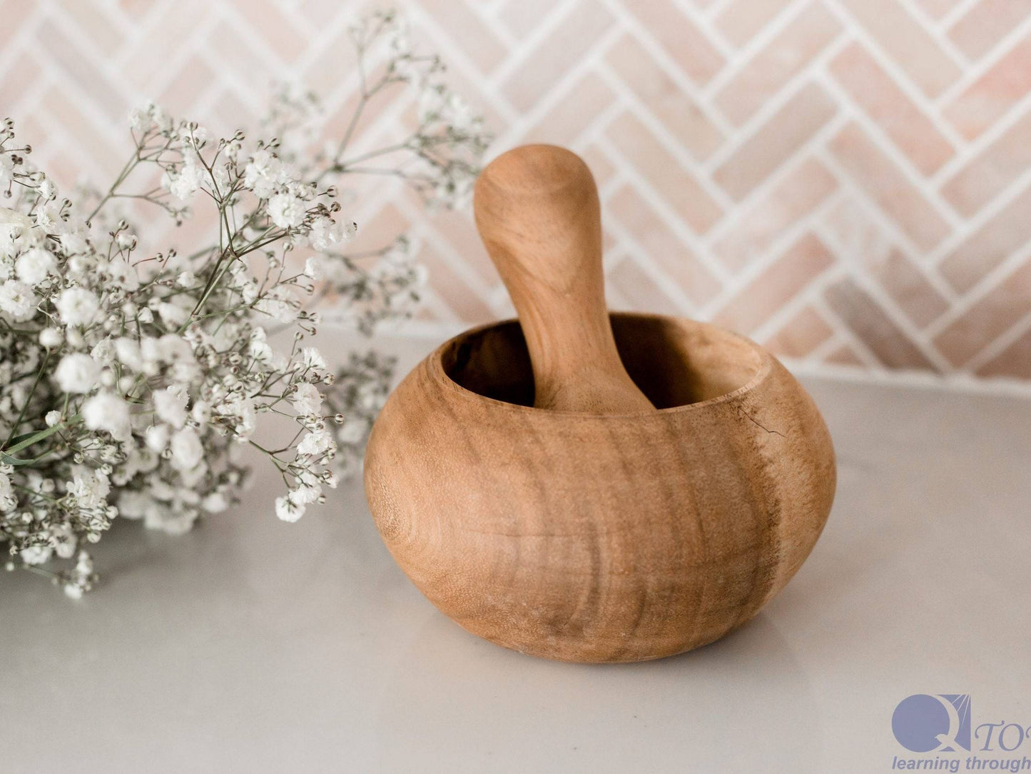 Qtoys Wooden Pestle and Mortar