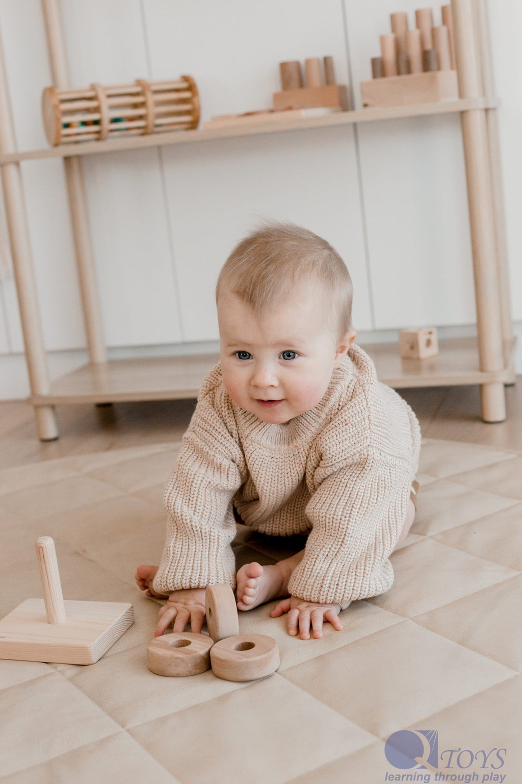 Montessori Vertical Ring Stacker by Qtoys
