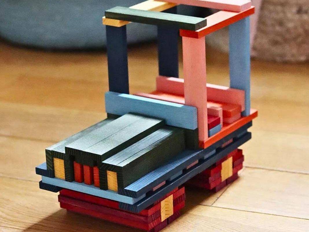 KAPLA Blocks Building Planks - 100 Octocolour Set - Wooden Case