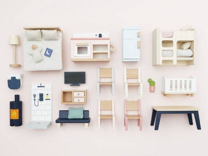 Wooden Dolls House Starter Furniture Set - 35 piece