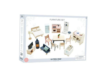 Wooden Dolls House Starter Furniture Set - 35 piece