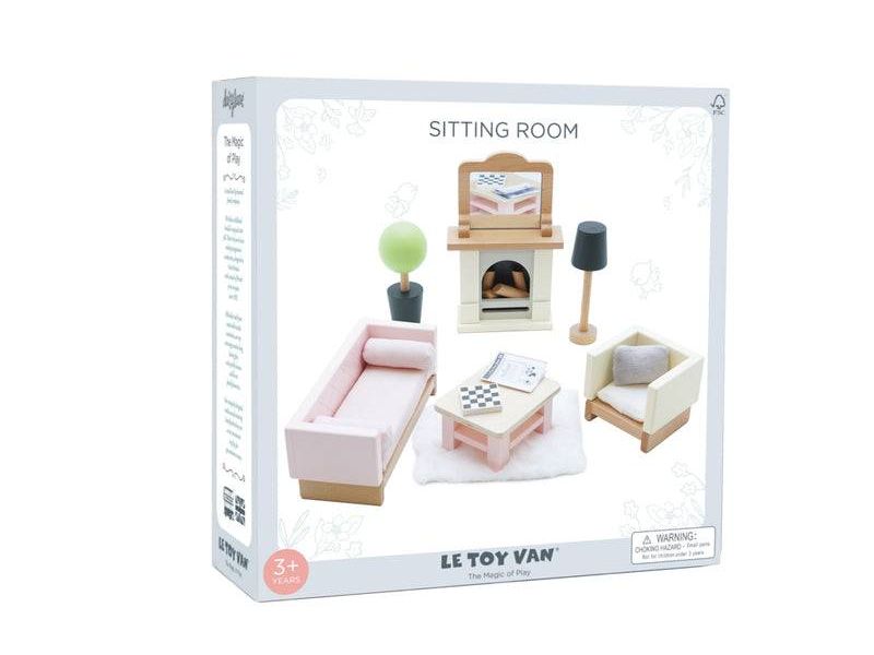 Wooden Dolls House Sitting Room - 19 piece