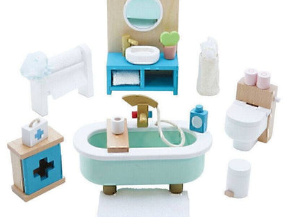 Wooden Dolls House Bathroom Furniture - 19 piece