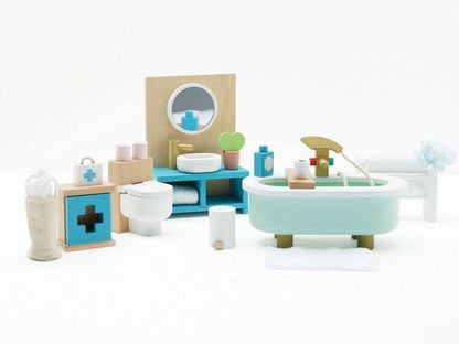 Wooden Dolls House Bathroom Furniture - 19 piece