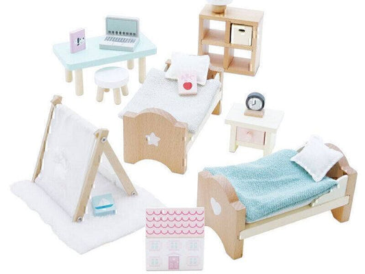 Wooden Dolls House Child's Bedroom - 24 piece