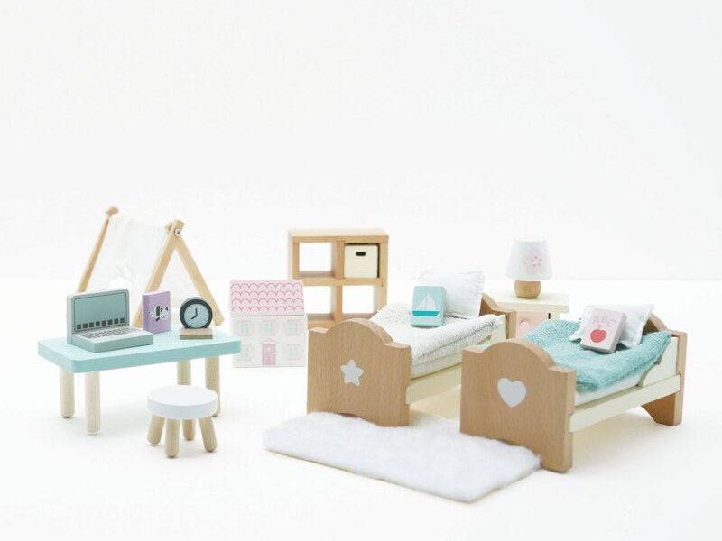 Wooden Dolls House Child's Bedroom - 24 piece