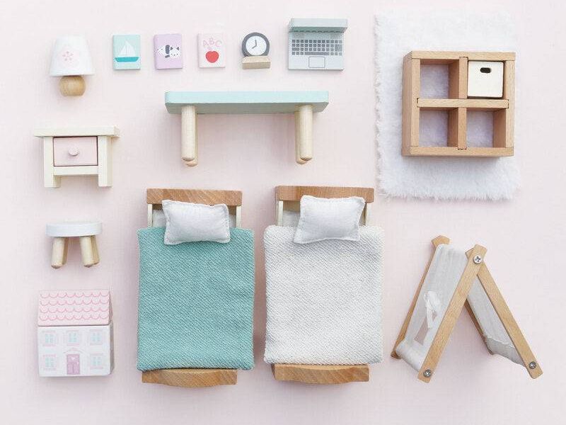 Wooden Dolls House Child's Bedroom - 24 piece
