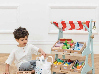 Wooden Market Stall & Fruit Play Food Crate