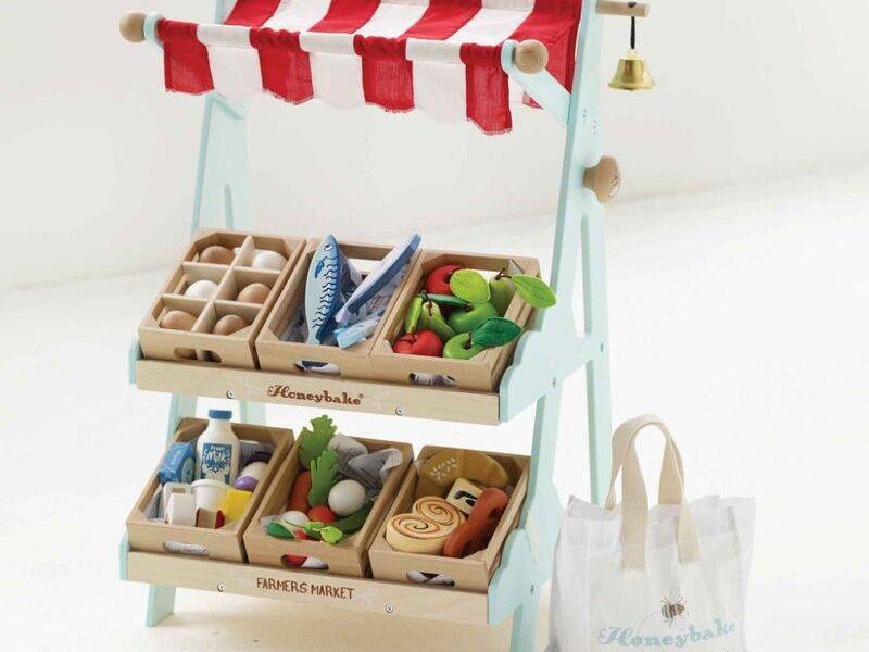 Wooden Market Stall & Fruit Play Food Crate