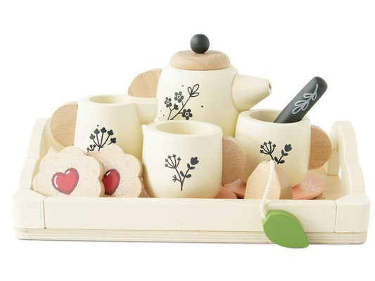 Wooden Tea Set & Tray - 12 Pieces