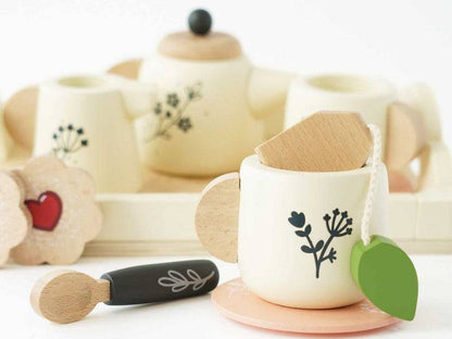 Wooden Tea Set & Tray - 12 Pieces