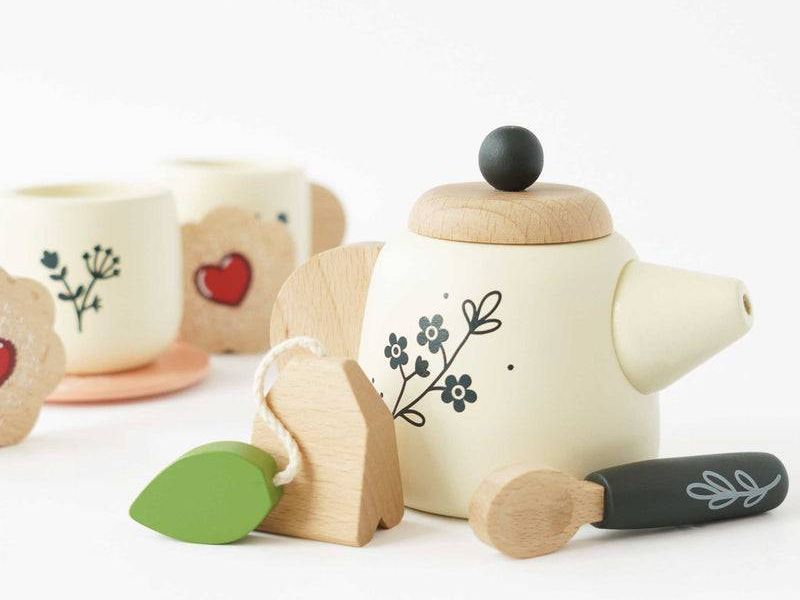 Wooden Tea Set & Tray - 12 Pieces