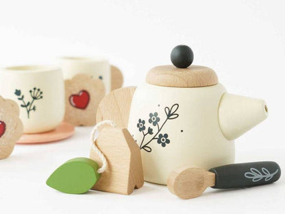 Wooden Tea Set & Tray - 12 Pieces