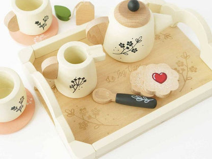 Wooden Tea Set & Tray - 12 Pieces