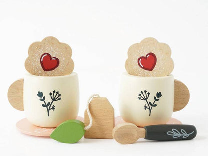 Wooden Tea Set & Tray - 12 Pieces