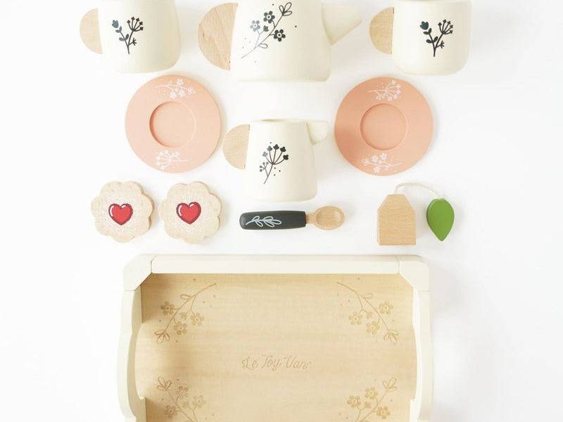 Wooden Tea Set & Tray - 12 Pieces