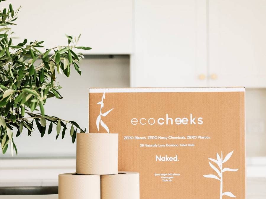 Eco Cheeks 36 NAKED Rolls, Unbleached Bamboo Toilet Paper