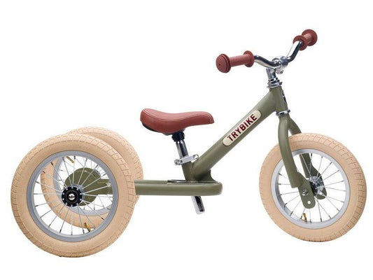Matte Green Vintage Trybike, Cream Tyres and Chrome 3 wheel TB6174