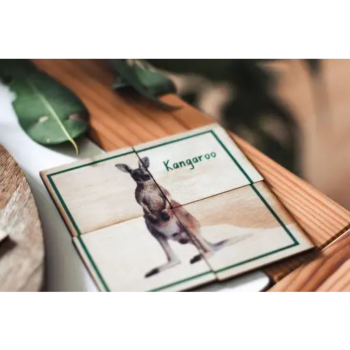 Book or card featuring a photograph of a kangaroo.