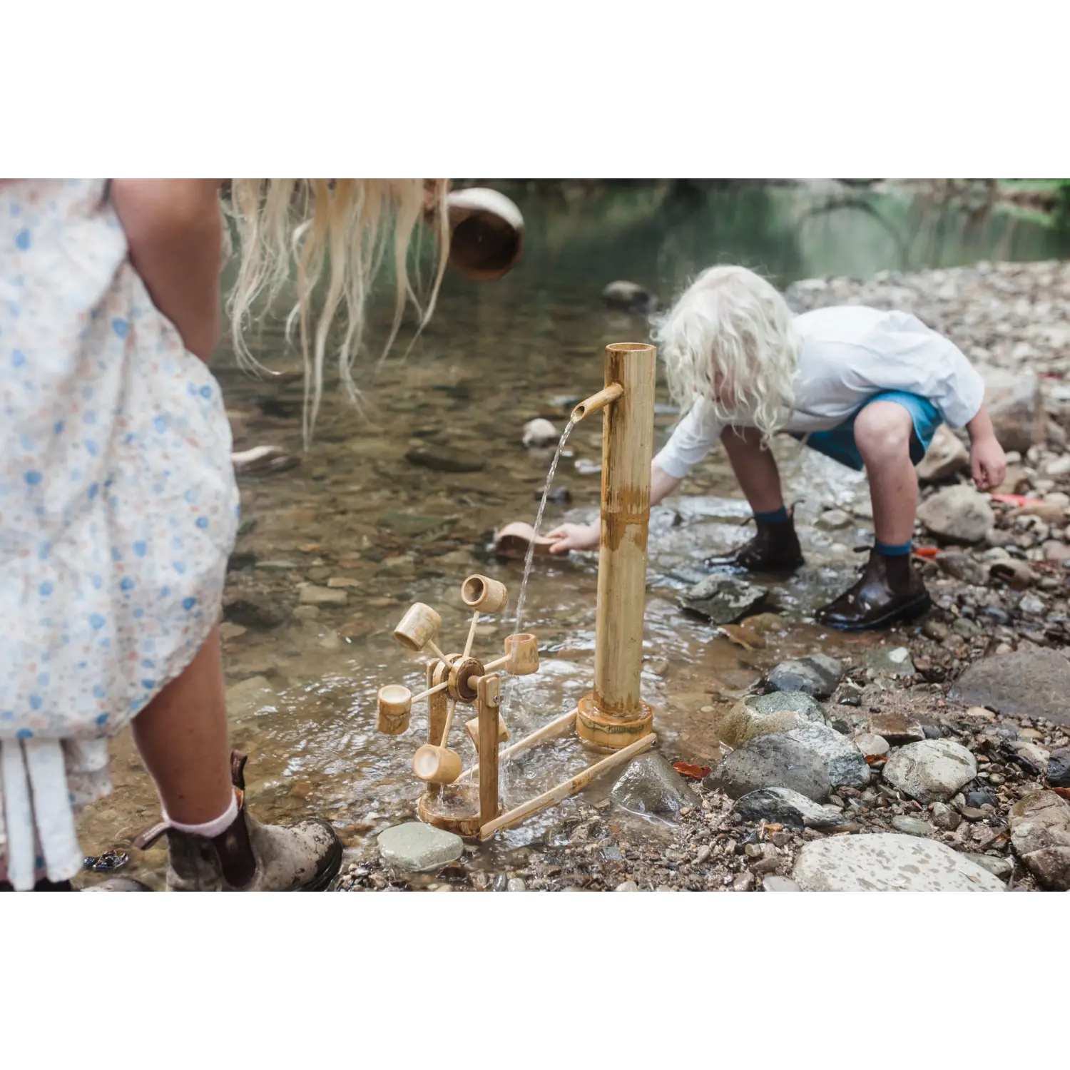 Bamboo water wheel toy.