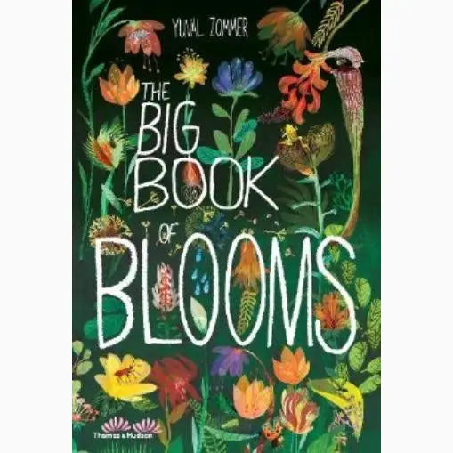 Book cover titled ’The Big Book of Blooms’ featuring colorful illustrations of various flowers and plants.