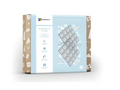 Packaged set of magnetic tiles for construction or play, featuring a light blue and white box design.