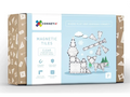 Box of Connetix magnetic tiles featuring a winter-themed design on the packaging.