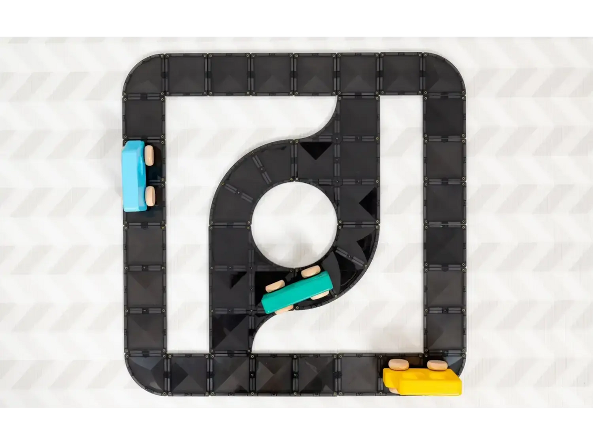 Stylized logo resembling the TikTok app icon made from toy building blocks.