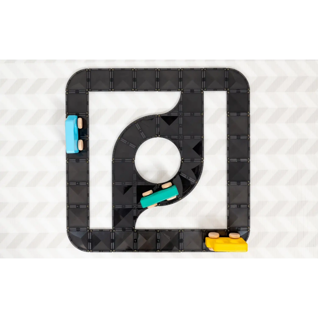 Stylized logo resembling the TikTok app icon made from toy building blocks.