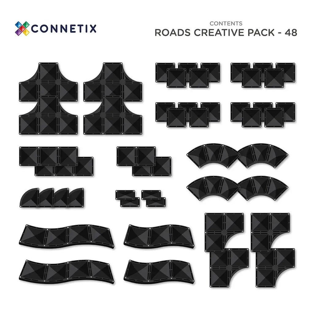 Set of black geometric road or path segments for creating custom layouts.