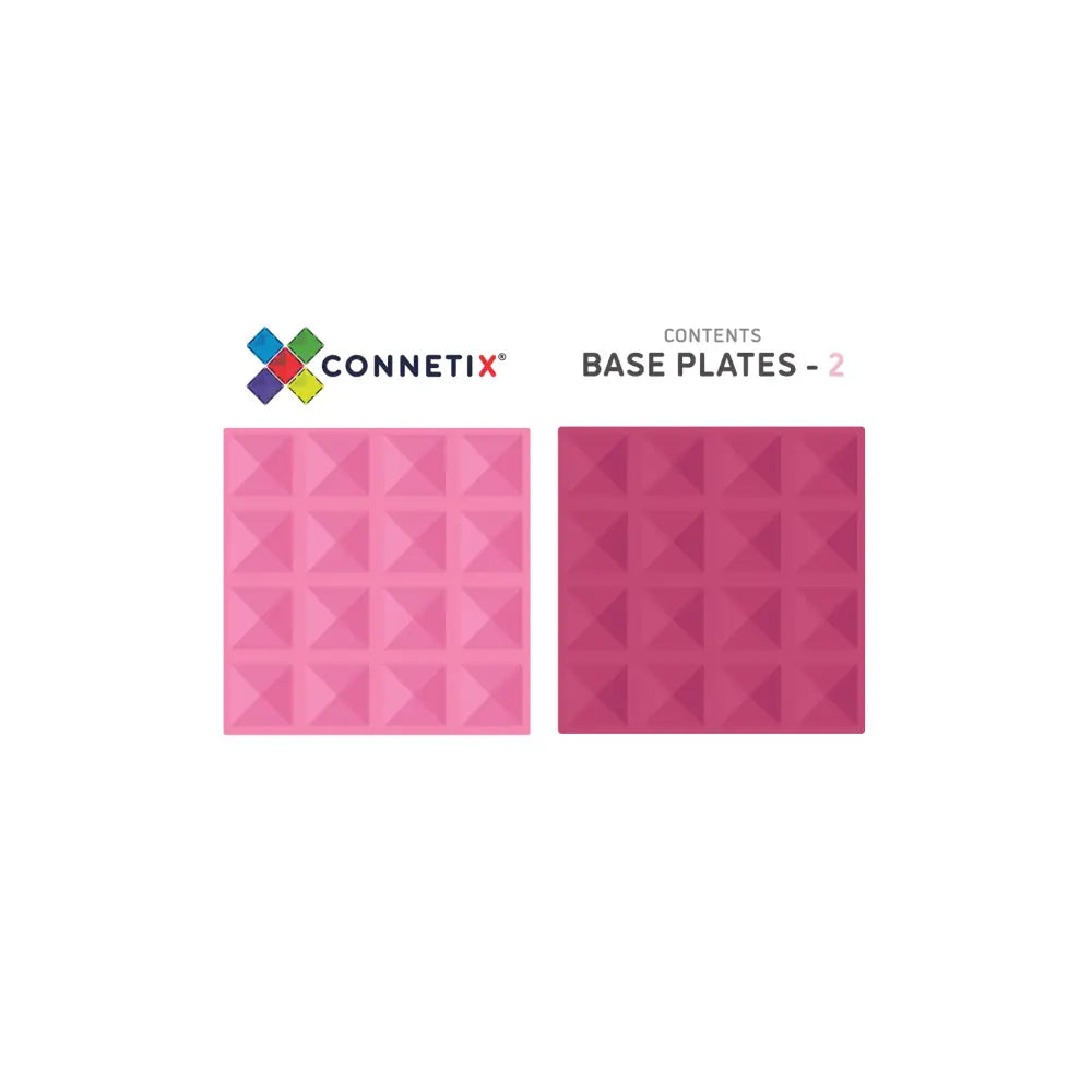 Two square pink textured base plates or tiles with geometric patterns.