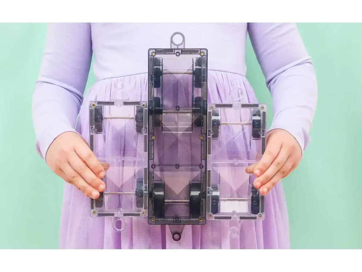 Transparent purple plastic organizer or storage container with multiple compartments.