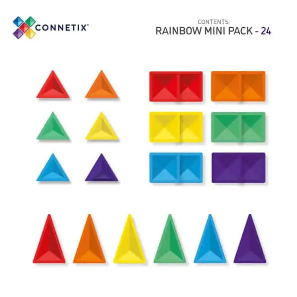 Rainbow-colored set of geometric shapes including triangles and squares.