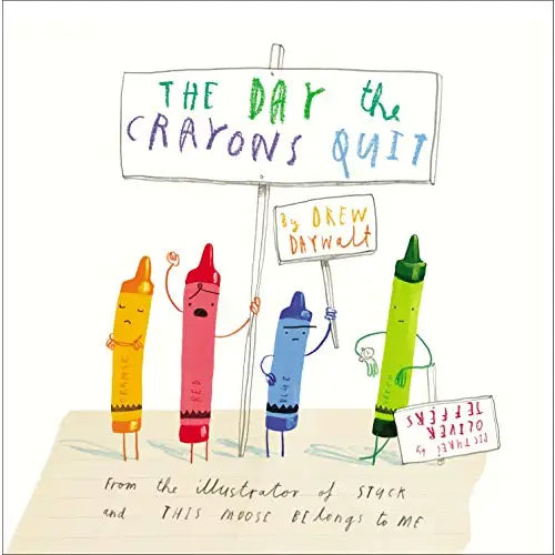 Book cover featuring anthropomorphized crayons holding protest signs.