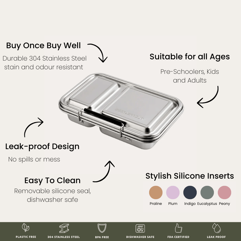 Seed and Sprout Bento Lunch Box | Leak Resistant Seal Plum