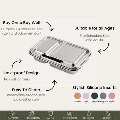 Seed and Sprout Bento Lunch Box | Leak Resistant Seal Plum