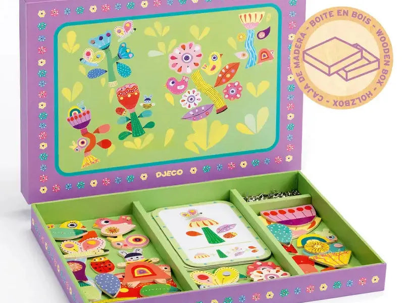 Colorful wooden toy box.