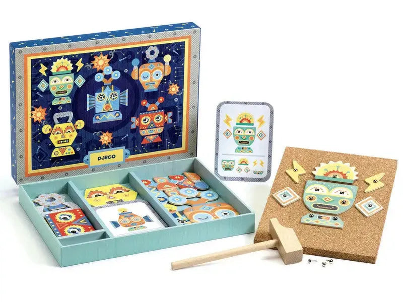 Robot-themed construction toy set.