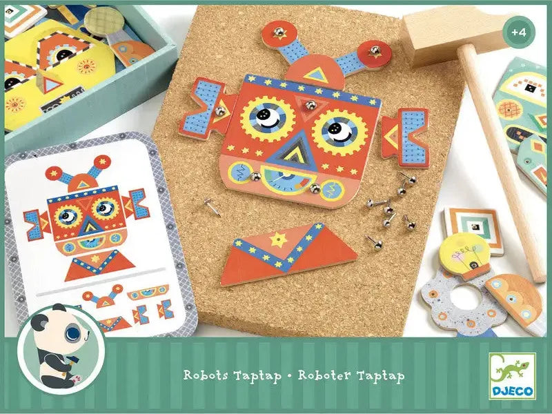 Colorful robot hammering toy.