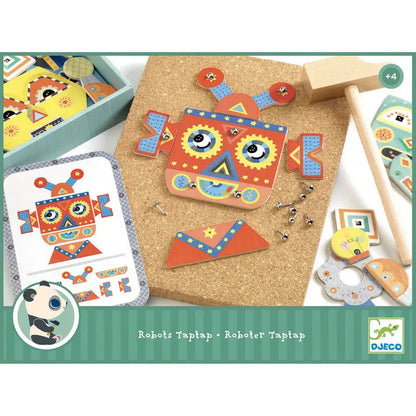 Colorful robot hammering toy.