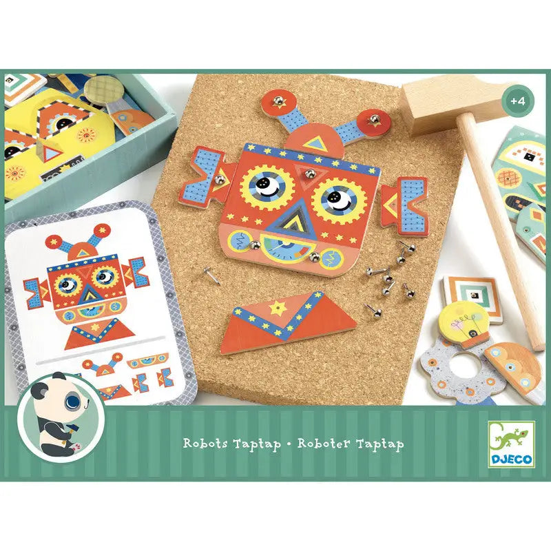 Colorful robot hammering toy.