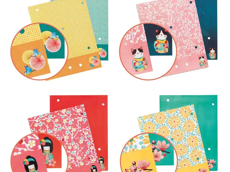Colorful patterned scrapbook paper.