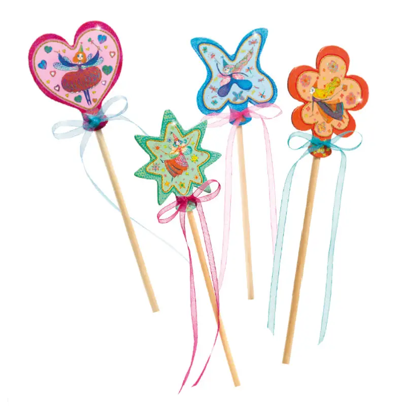 Colorful fairy wands with ribbons.