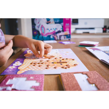 Child’s mosaic craft project.