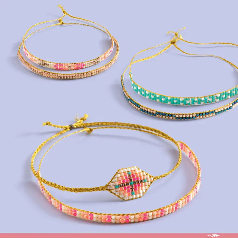 Colorful beaded bracelets.