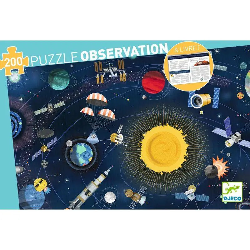 Space-themed observation puzzle featuring the solar system and various spacecraft.